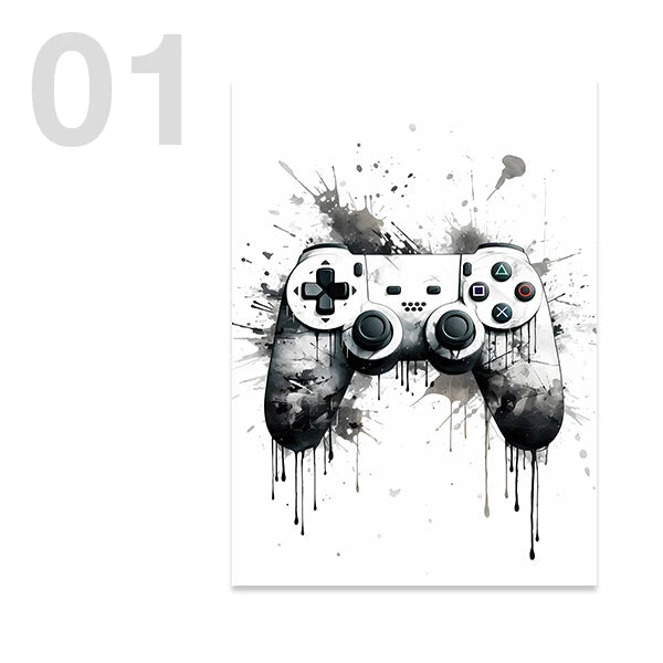 Monochrome Gamer Art Canvas