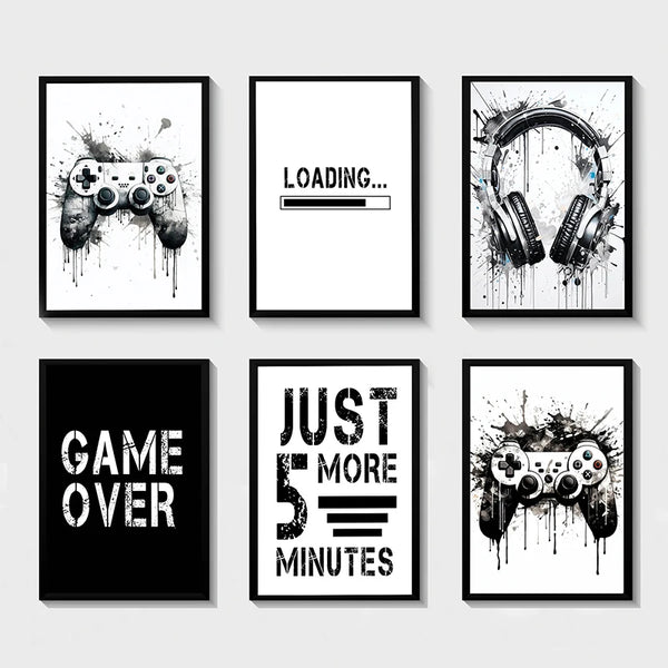 Monochrome Gamer Art Canvas